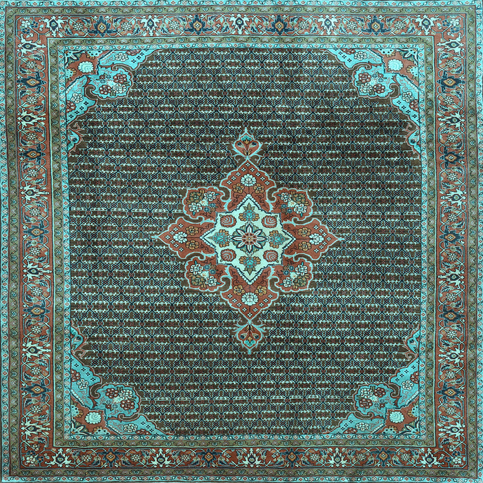 Square Machine Washable Persian Light Blue Traditional Rug, wshtr787lblu