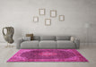 Machine Washable Persian Pink Traditional Rug in a Living Room, wshtr787pnk