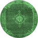 Round Persian Emerald Green Traditional Rug, tr787emgrn