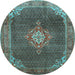 Round Machine Washable Persian Light Blue Traditional Rug, wshtr787lblu