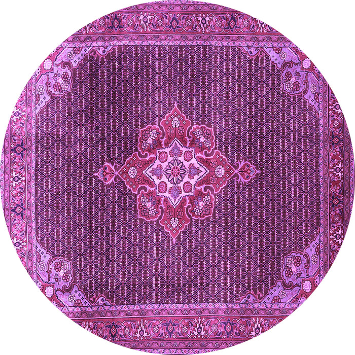 Round Machine Washable Persian Purple Traditional Area Rugs, wshtr787pur