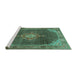 Sideview of Machine Washable Persian Turquoise Traditional Area Rugs, wshtr787turq