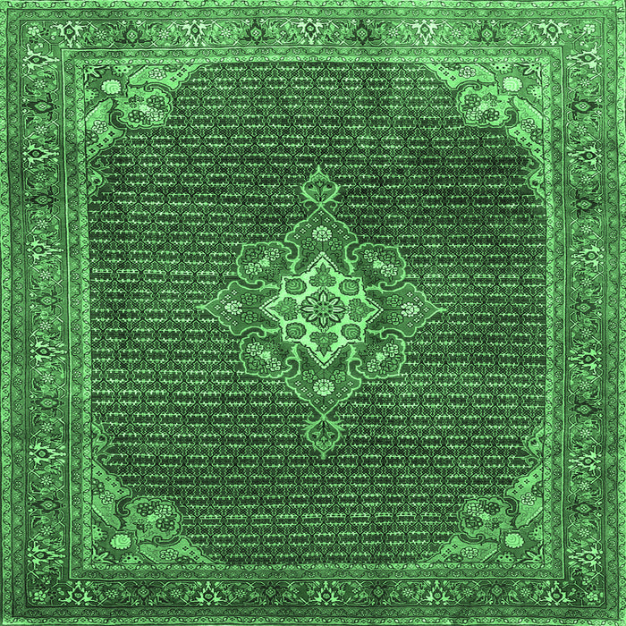 Square Machine Washable Persian Emerald Green Traditional Area Rugs, wshtr787emgrn
