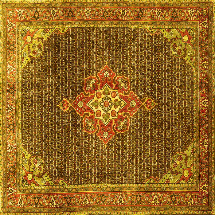 Square Machine Washable Persian Yellow Traditional Rug, wshtr787yw