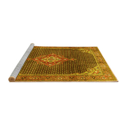 Sideview of Machine Washable Persian Yellow Traditional Rug, wshtr787yw