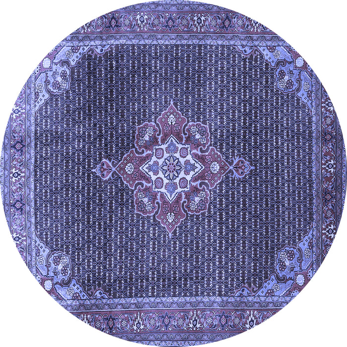 Round Machine Washable Persian Blue Traditional Rug, wshtr787blu