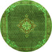 Square Persian Green Traditional Rug, tr787grn
