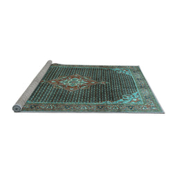 Sideview of Machine Washable Persian Light Blue Traditional Rug, wshtr787lblu