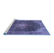 Sideview of Machine Washable Persian Blue Traditional Rug, wshtr787blu