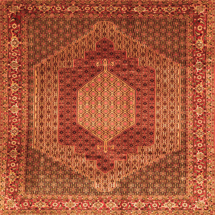 Round Machine Washable Persian Orange Traditional Area Rugs, wshtr788org
