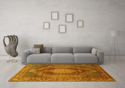 Machine Washable Persian Yellow Traditional Rug in a Living Room, wshtr788yw
