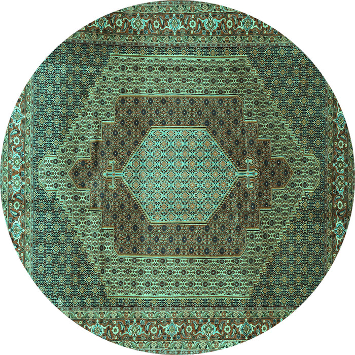 Round Persian Turquoise Traditional Rug, tr788turq