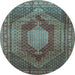 Round Persian Light Blue Traditional Rug, tr788lblu