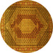 Round Persian Yellow Traditional Rug, tr788yw