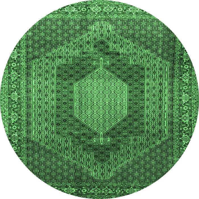 Round Persian Emerald Green Traditional Rug, tr788emgrn