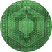 Round Persian Emerald Green Traditional Rug, tr788emgrn