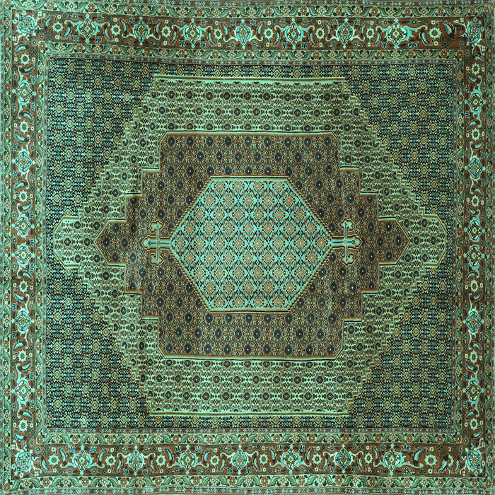 Square Machine Washable Persian Turquoise Traditional Area Rugs, wshtr788turq