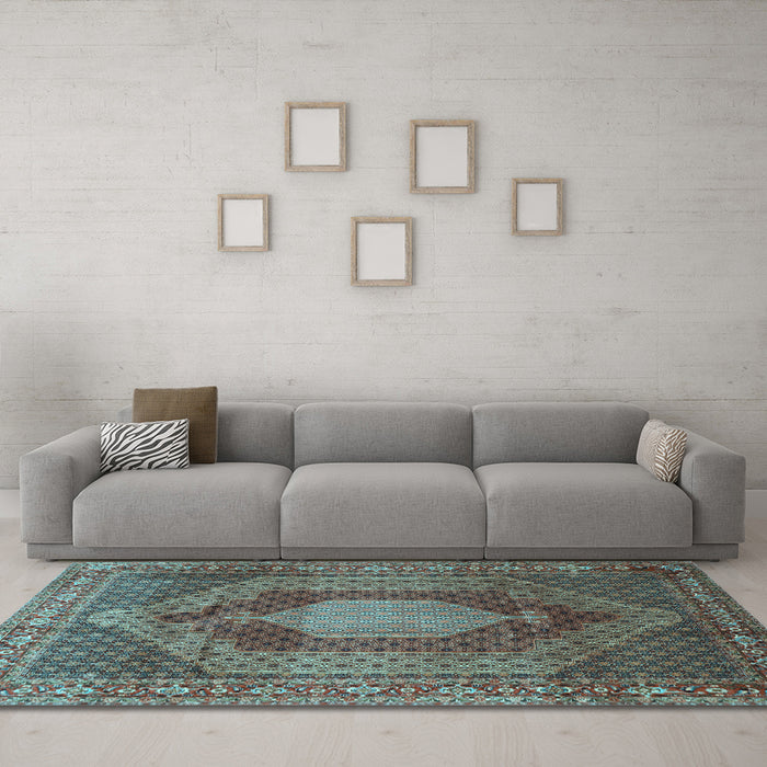 Machine Washable Persian Light Blue Traditional Rug in a Living Room, wshtr788lblu