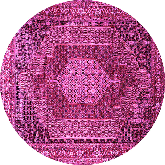 Round Machine Washable Persian Pink Traditional Rug, wshtr788pnk