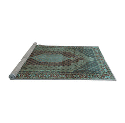Sideview of Machine Washable Persian Light Blue Traditional Rug, wshtr788lblu