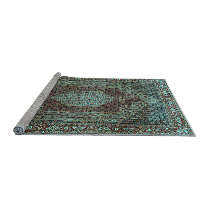 Sideview of Machine Washable Persian Light Blue Traditional Rug, wshtr788lblu