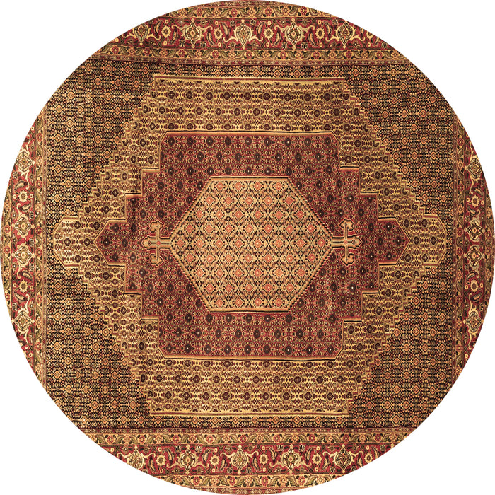 Round Machine Washable Persian Brown Traditional Rug, wshtr788brn