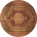 Round Machine Washable Persian Brown Traditional Rug, wshtr788brn