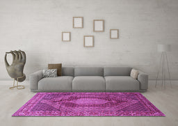 Machine Washable Persian Purple Traditional Area Rugs in a Living Room, wshtr788pur