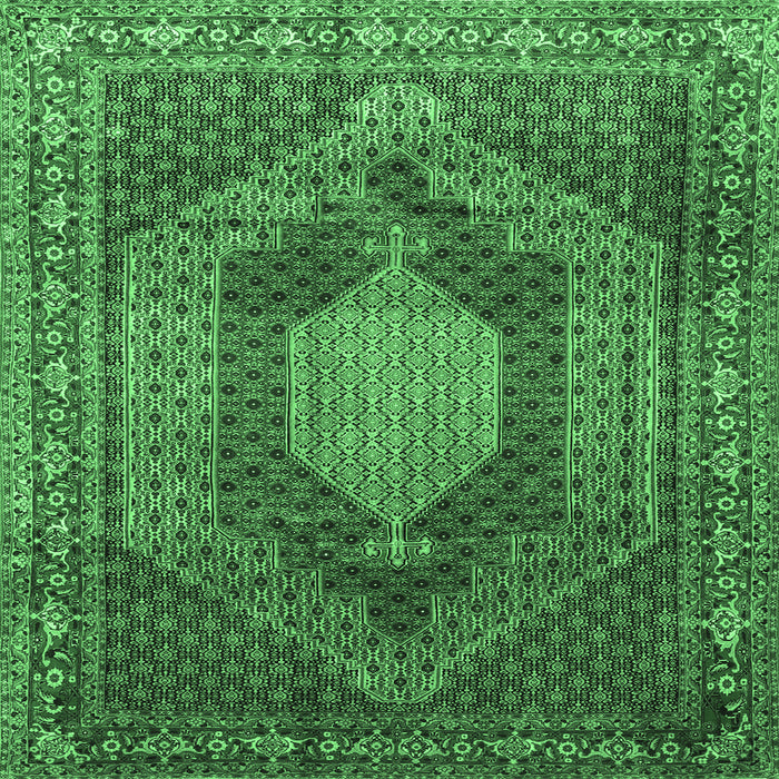 Square Machine Washable Persian Emerald Green Traditional Area Rugs, wshtr788emgrn