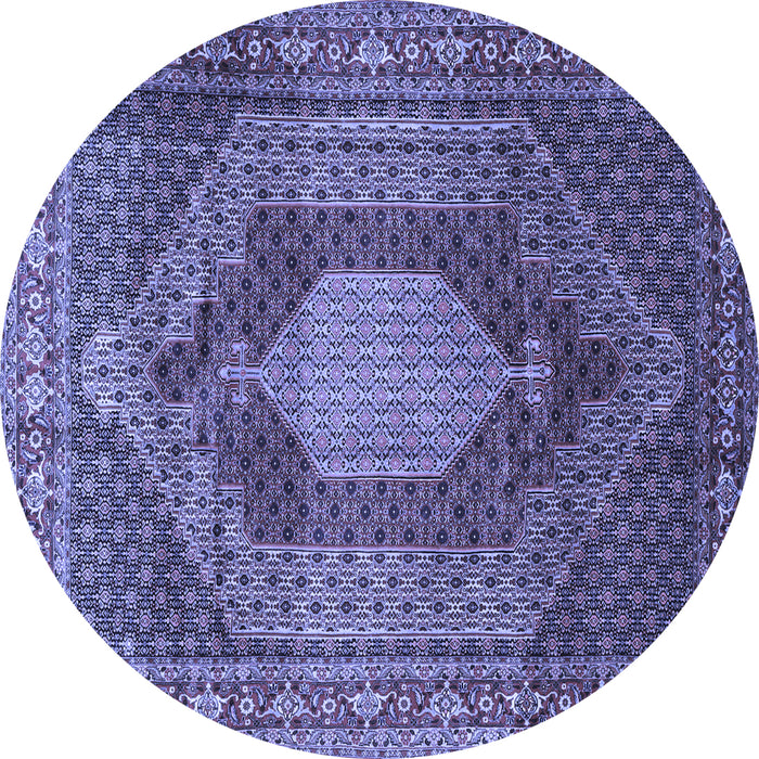 Round Machine Washable Persian Blue Traditional Rug, wshtr788blu