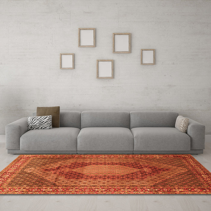Machine Washable Persian Orange Traditional Area Rugs in a Living Room, wshtr788org
