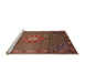 Sideview of Machine Washable Traditional Saffron Red Rug, wshtr789