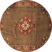 Round Persian Brown Traditional Rug, tr789brn