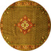 Round Machine Washable Persian Yellow Traditional Rug, wshtr789yw