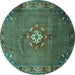 Round Persian Turquoise Traditional Rug, tr789turq