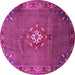 Round Machine Washable Persian Pink Traditional Rug, wshtr789pnk