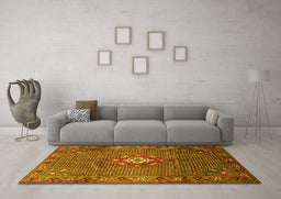 Machine Washable Persian Yellow Traditional Rug in a Living Room, wshtr789yw