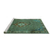 Sideview of Machine Washable Persian Turquoise Traditional Area Rugs, wshtr789turq