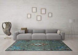 Machine Washable Persian Light Blue Traditional Rug in a Living Room, wshtr789lblu