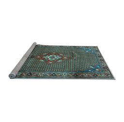 Sideview of Machine Washable Persian Light Blue Traditional Rug, wshtr789lblu
