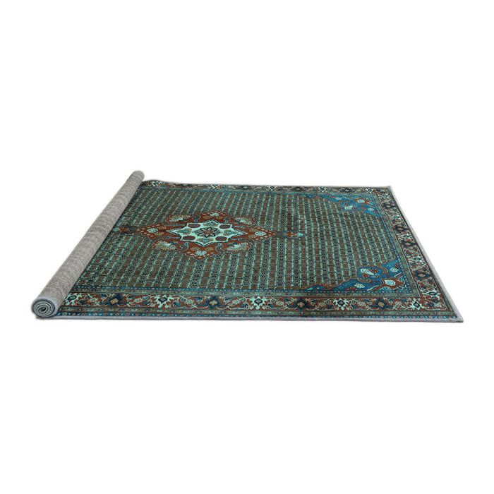 Sideview of Machine Washable Persian Light Blue Traditional Rug, wshtr789lblu