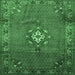 Square Machine Washable Persian Emerald Green Traditional Area Rugs, wshtr789emgrn