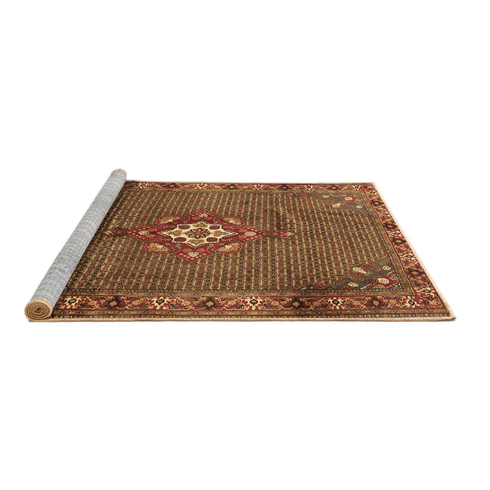 Sideview of Machine Washable Persian Brown Traditional Rug, wshtr789brn