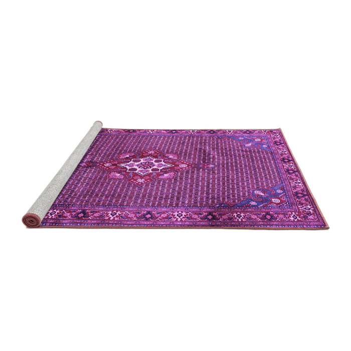 Sideview of Machine Washable Persian Purple Traditional Area Rugs, wshtr789pur