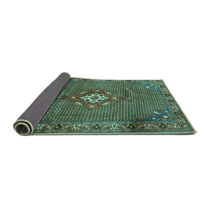 Sideview of Persian Turquoise Traditional Rug, tr789turq