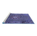 Sideview of Machine Washable Persian Blue Traditional Rug, wshtr789blu