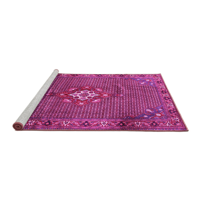 Sideview of Machine Washable Persian Pink Traditional Rug, wshtr789pnk
