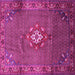 Square Machine Washable Persian Pink Traditional Rug, wshtr789pnk