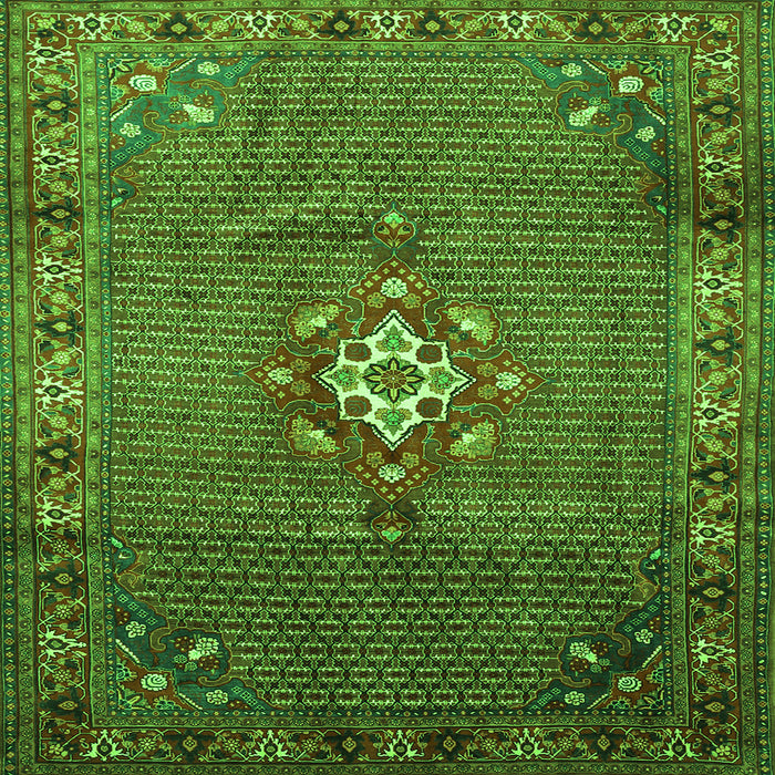 Round Machine Washable Persian Green Traditional Area Rugs, wshtr789grn