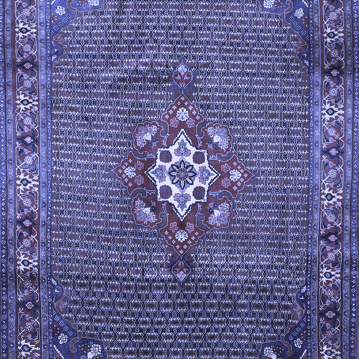 Machine Washable Persian Blue Traditional Rug, wshtr789blu